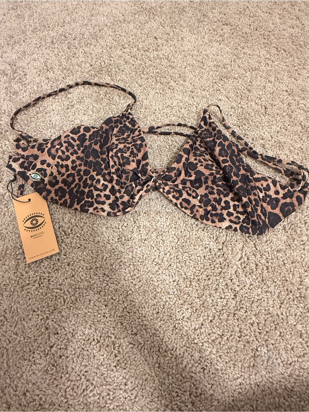 Bill Blond Leopard Print Underwire Bikini Top - Tan/Black